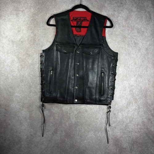 Z1R 30-30 Motorcycle Vest Womens Large Black Cowhide Leather Biker Harley Hog