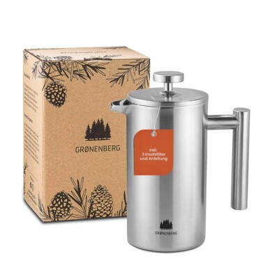 Groenenberg French Press Edelstahl 0,6 Liter | Kaffeebereiter doppelwandig