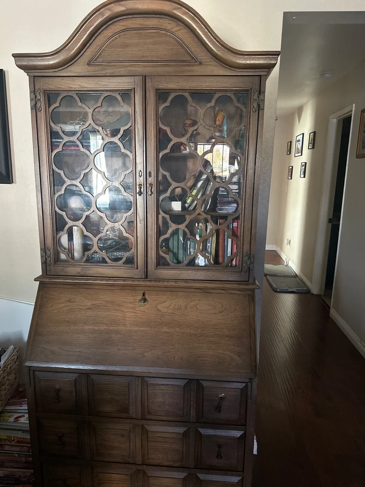 Vintage Jasper Style Drop Front Secretary Desk and Cabinet - Image 3 of 3