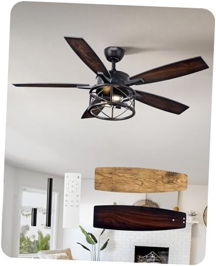 52 Inch Ceiling Fans with Lights, Rustic Ceiling Fan with Light and Farmhouse