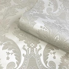Image of Belgravia Amara Damask Wallpaper Floral Textured Soft Sheen - Various Colours