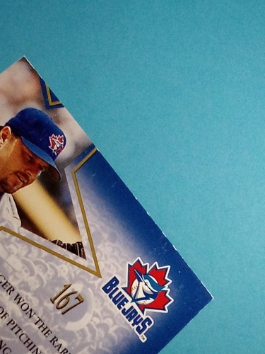 Hoja Fractal Materials 1998 Gold Star Roger Clemens Blue Jays #167 555/1000 - Imagen 7 de 9