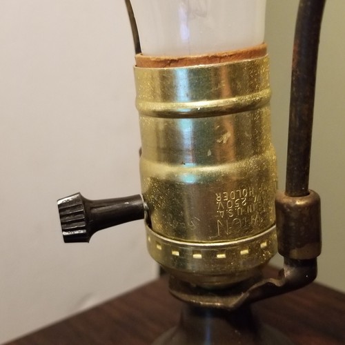 Vintage Solid Wood Studded Table Lamp PAIR 2 Rustic Cabin Retro 1970s EXC - Picture 14 of 15
