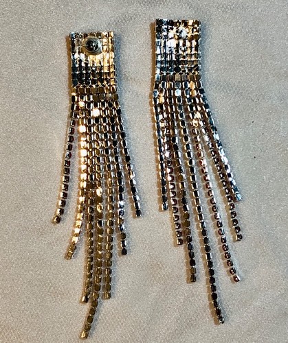 NWT BETSEY JOHNSON Rhinestone Pink Clear 7 Strand Long Dangle/Drop Earrings - Picture 5 of 7