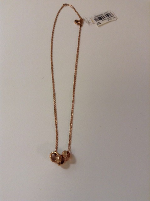 Michael Kors Mkj2863 Tri-Tone 3 Pave Crystal Ring Charm Necklace NWT Free Ship