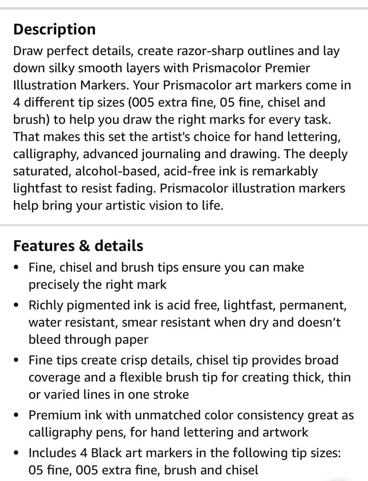 Lot of 3 Prismacolor 1738861 Premier Illustration Markers, Assorted tips, Black