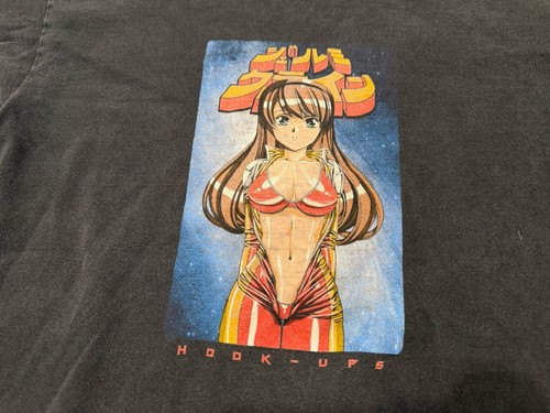 Hook Ups Skate Shirt Small Nero Skateboarding Y2K Anime Ragazza Giapponese RARA - Foto 2 di 6