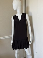 J.CREW NWT! Black Viscose V-Neck Sleeveless Pleated Hem Shift Dress Sz PXS NEW!