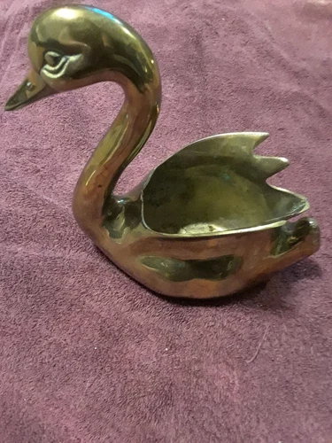 Large Brass Swan Planter 8" x 9" Home Decor