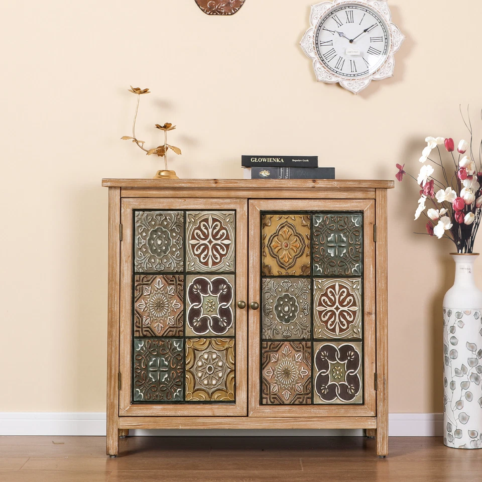 Armario de Almacenamiento Acento con 2 Puertas Buffet y Aparador Armario Decorativo Foto 3 de 4