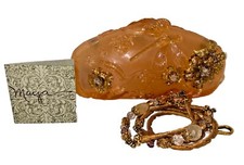 Nwt Maya Evangelista Ltd. Ed. Hard Case Peach Dragonfly Handbag W/chain Strap