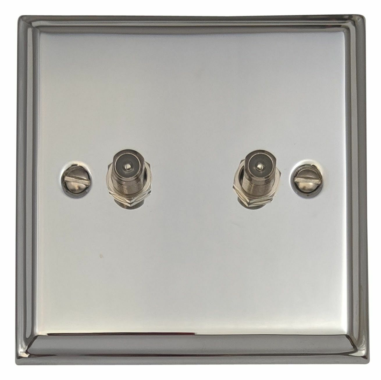 G&H DC237 Deco Plate Polished Chrome 2 Gang Satellite Socket Point