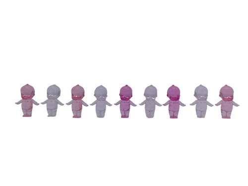 Kewpie crystal mascot figures Qty 9 pink and clear color