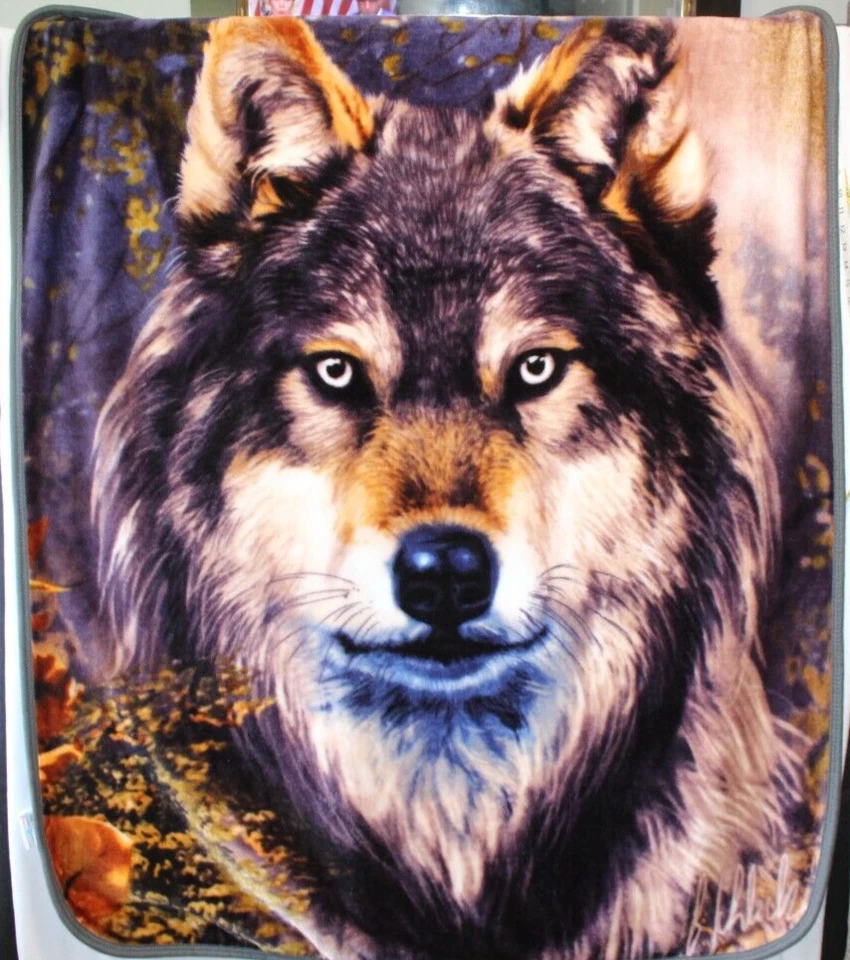 Northwest Wolf Variant 2 Animal Print Reversible Plush Throw Blanket 60”x50” - Image 4 of 4