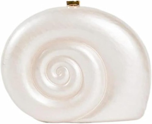 Borsa da sera donna conchiglia acrilica perla conchiglia acrilica pochette forma lumaca