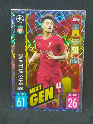 Rhys Williams Next Gen Rookie Liverpool Topps Match Attax Champions League 2022