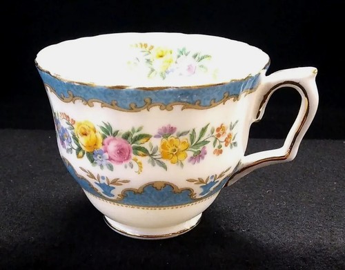 Crown Staffordshire England Blue Lyric Tunic Cup & Saucer Fine Bone China - Picture 2 of 12