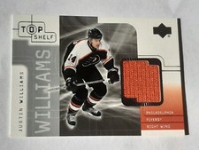 2001-02 Ud Top Shelf Hockey Justin Williams Game Used Jersey Card