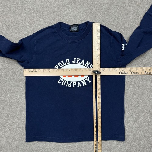 POLO RALPH LAUREN Shirt Youth Size S 6 Blue Long Sleeve Crew Neck Vintage 90s - Picture 5 of 7