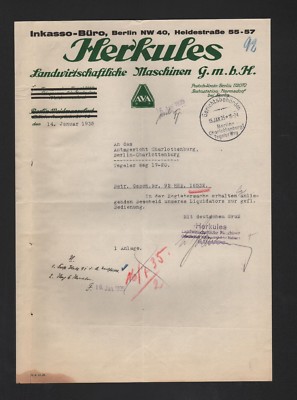 BERLIN, Brief 1935, Herkules Landwirtschaftliche Maschinen GmbH