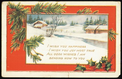I Wish You Happiness I Wish You Joy, Christmas Postcard