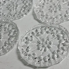 Vintage Set Of 4 Bleikristall Rock Gem Geode Cut Crystal Coasters Germany EUC