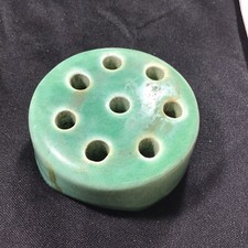 Weller Pottery Green Flower Frog - 8 Hole