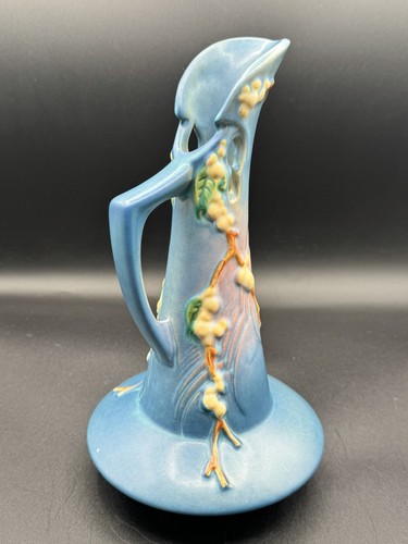 Roseville Blue 1940s Vintage Art Pottery Ceramic Pitcher Ewer ITK-10 - Picture 2 of 10