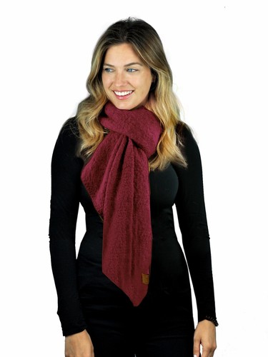 C.C Women's Boucle Knit Bias Cut Whip-stitched Edged Long Scarf Boucle Yarn Wrap - Picture 5 of 65