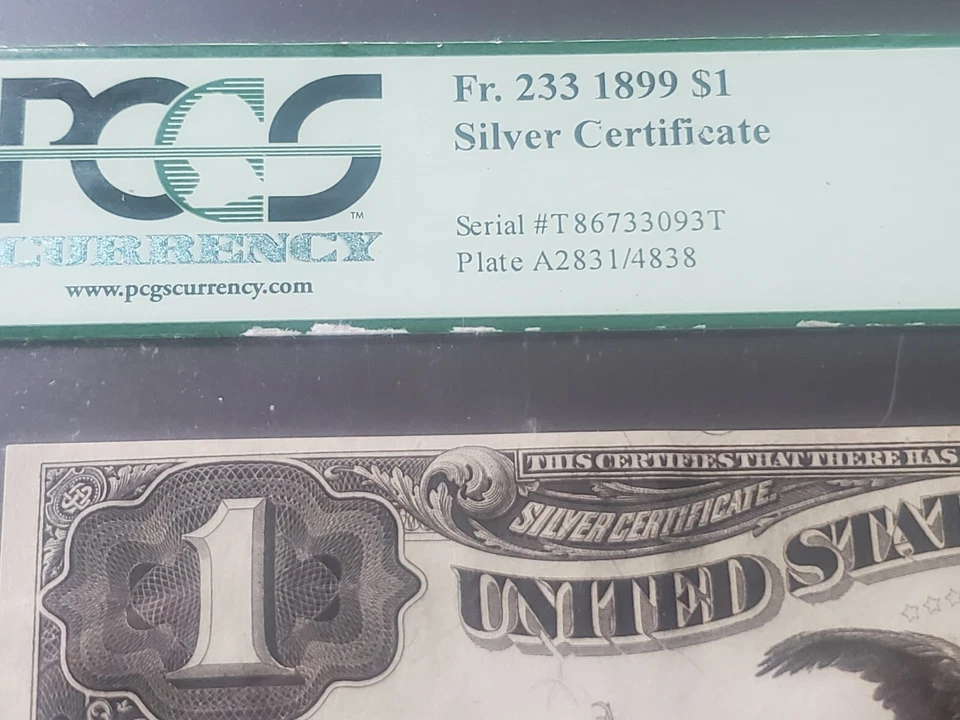 1899 BLACK EAGLE SILVER CERTIFICATE Fr. 233 PCGS 65 PPQ GEM NEW - Image 2 of 4