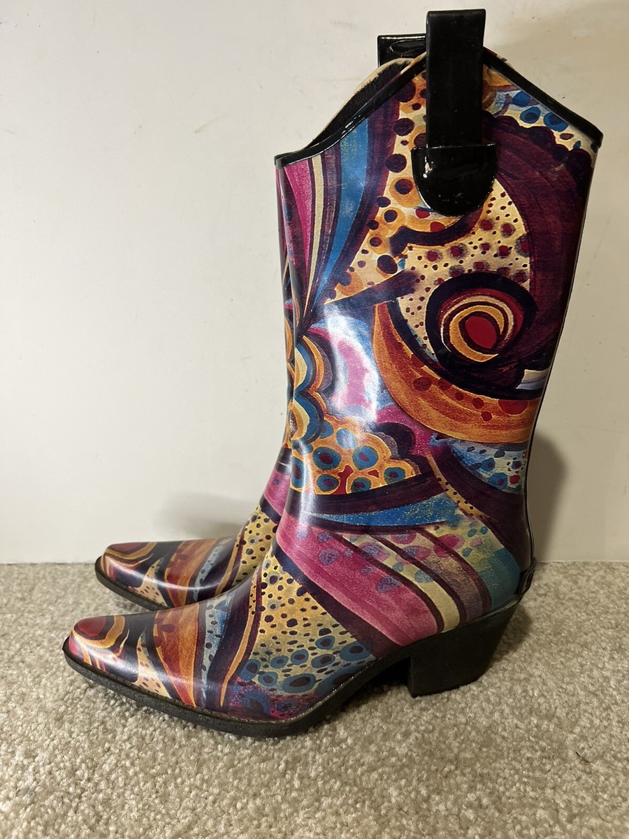 Corkys Rain Boots Womens Size 6 Rubber Rodeo Western Fashion