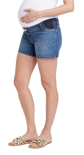 Isabel Maternity Neu mit Etikett Größe 8 Unterbauch Umstandsjeans dunkle Waschung Midi Shorts