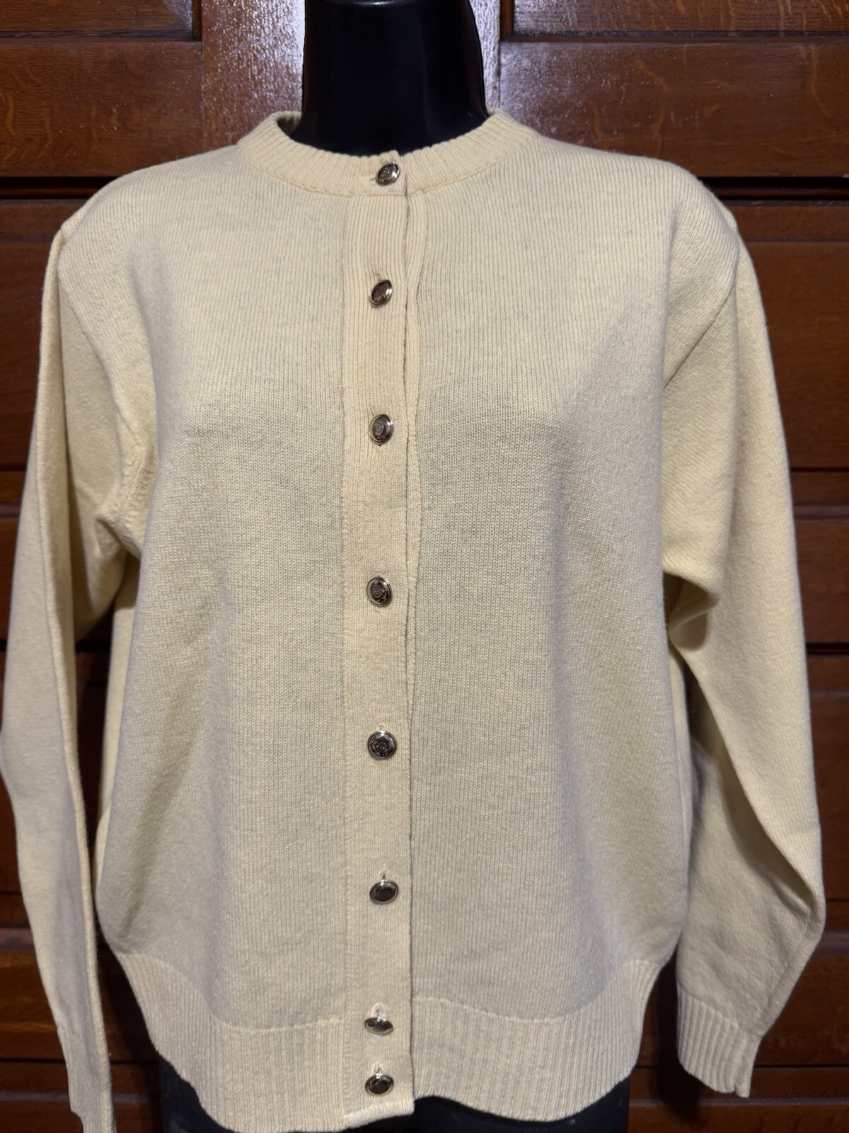 Pendleton Womens Lambs Wool Yellow Button Up Card… - image 1