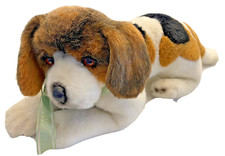 VTG YOMIKO Russ Berrie Realistic BEAGLE Lying Stuffed Animal 16 Inches Medium