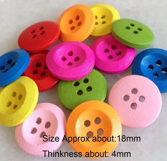 100Pcs Mixed Color Round shape Wood 4 Holes Sewing Buttons Scrapbooking Znk208 - Image 3 of 4