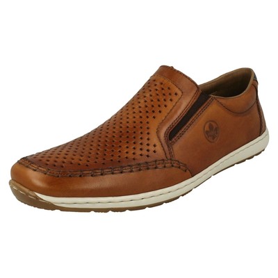 Mens Rieker Rounded Toe Casual Loafer Style Slip On Leather Shoes 08868