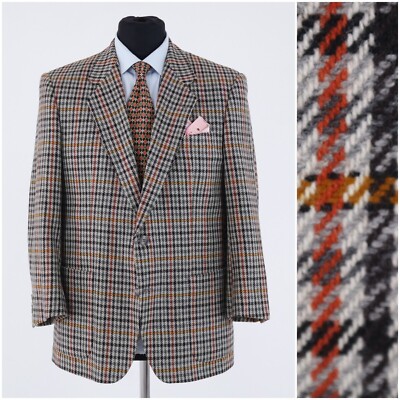 Herren Vintage Blazer 42 S US Größe CARL HERM kariert Wolle Kaschmir Sport Mantel Jacke