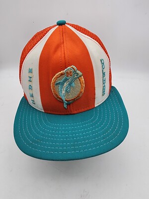 Vtg NFL Miami Dolphins Snapback Hat Cap  1972 AJD Lucky Stripes NFL A+ NM  USA