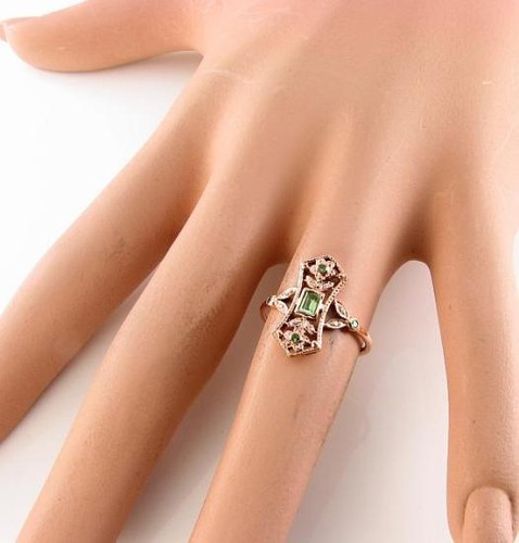 LANGER 9KT 9K ROSÉGOLD TSAVORIT GRANAT DIAMANT VINTAGE INS RING KOSTENLOSE GRÖSSENÄNDERUNG - Bild 5 von 5