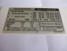 HONDA CB250N ,400N .TYRE IMPOTANT INFORMATION ,TYRE PRESSURE DECAL .