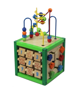 PRIMI PASSI Activity Cube Würfel Motorikwürfel Motorikschleife Rechenschieber Kreidetafel