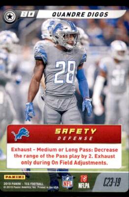 2019 Panini NFL Five Common #C23-19 Quandre Diggs Detroit Lions