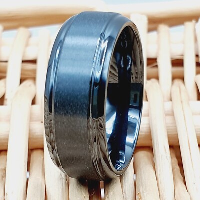 Engagement Ring for Him & Her Elegant Black Zirconium Promise Band