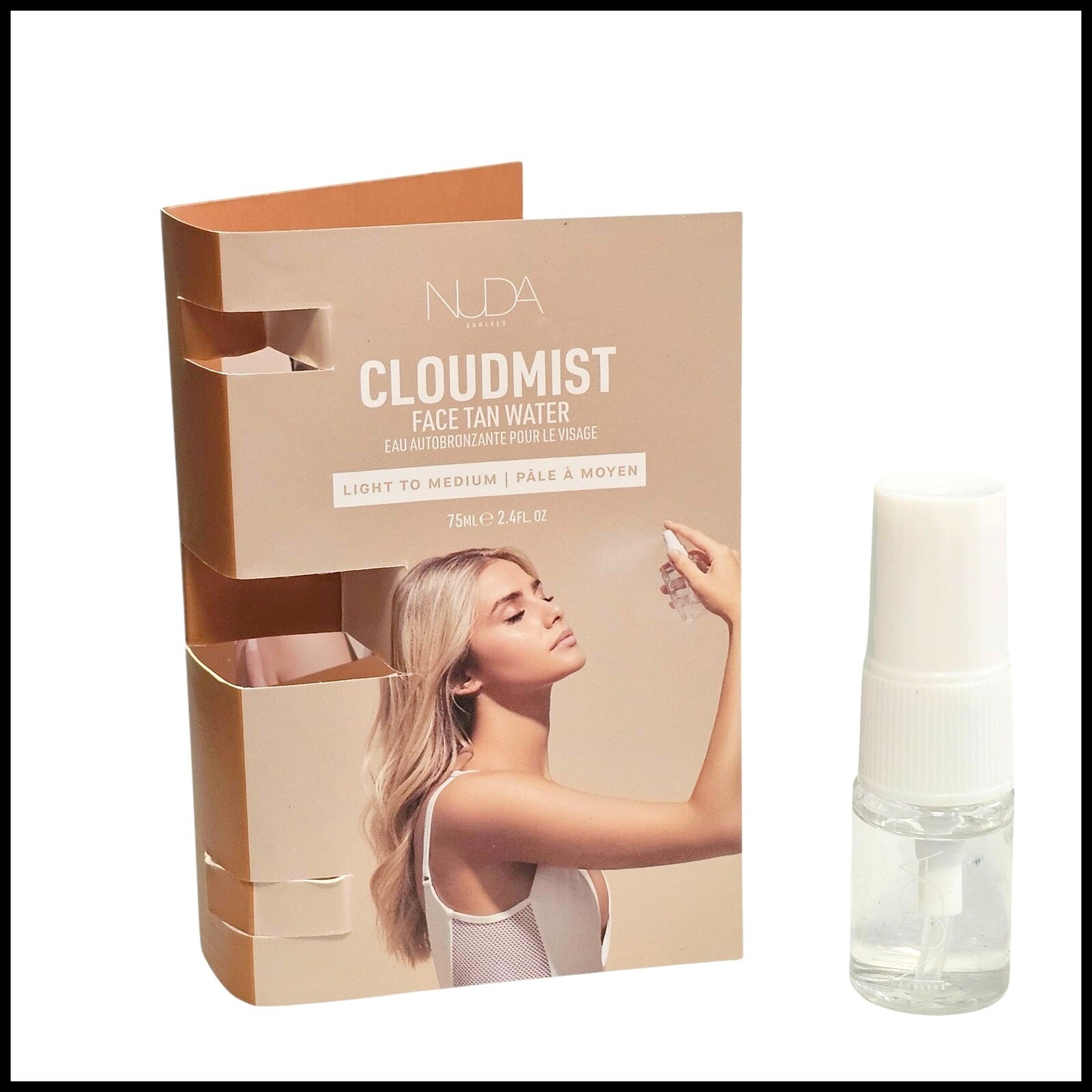Водный загар для лица Nuda Cloudmist от легкого до среднего, средство для самостоятельного загара, Размер для путешествий Mini