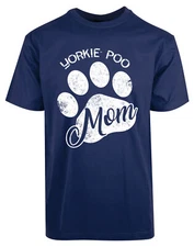Yorkie Poo Mom Foot Print New Men's Shirt Funny Slogan Animal Lovers Casual Tees