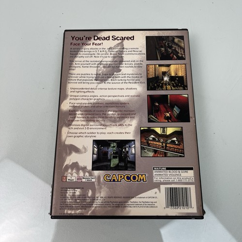 Resident Evil Sony PlayStation PS1 1996 solo scatola lunga NO DISCO O MANUALE - Foto 7 di 8