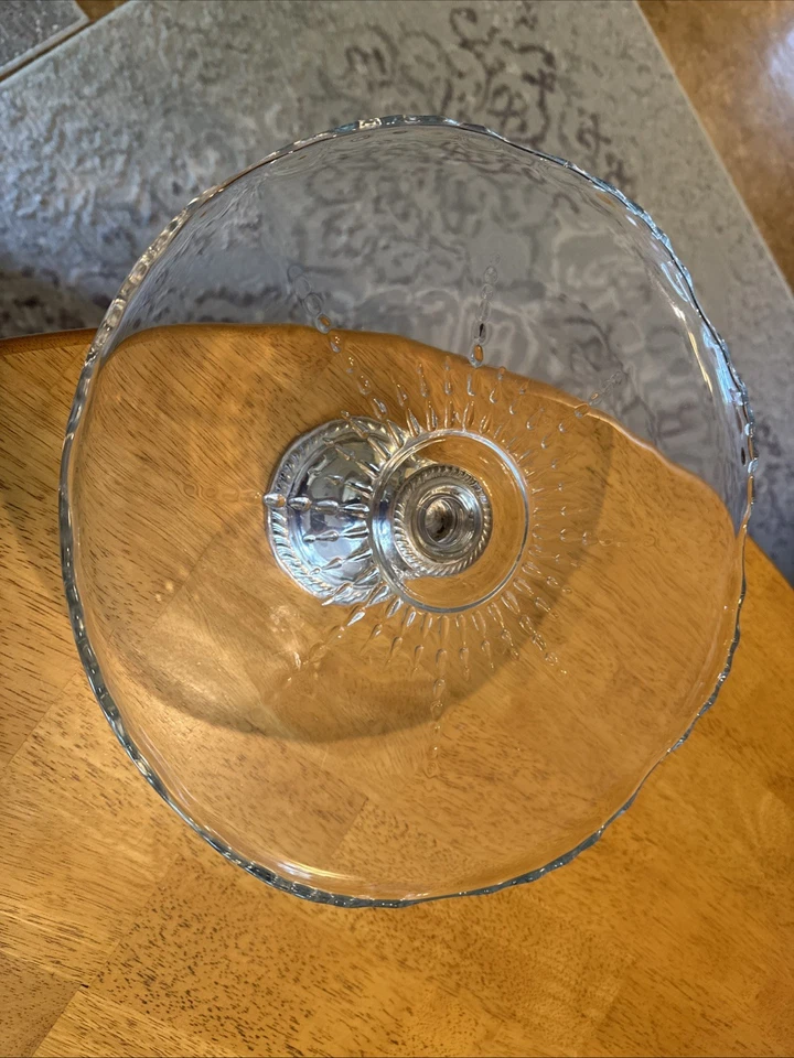 ALVIN PLATA ESTERLINA Y VIDRIO PEDESTAL DECORATIVO PLATO PASTEL LOOK Foto 3 de 4