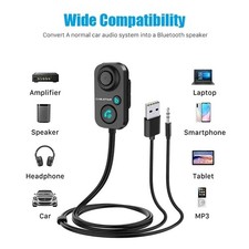 Bluetooth Receiver 5.1 AUX Audio 3.5mm Wireless Adapter for Hands-Free Car