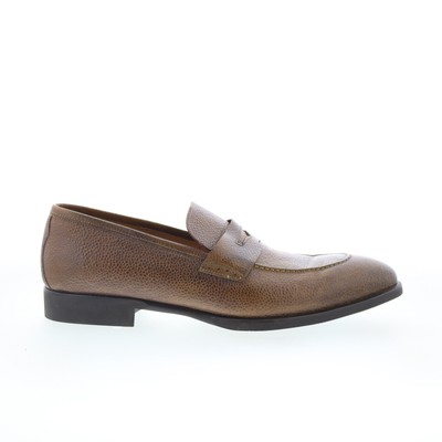 Di Bianco Brera Pebble Mens Brown Leather Loafers & Slip Ons Penny Shoes 9