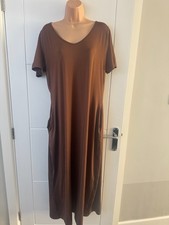 SHEIN Brown Oversized T Shirt Dress UK 16 Short Sleeve Casual Maxi